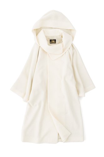 新品　別注フード付き和装コート　アンゴラブレンド　Whiteのサムネイル画像