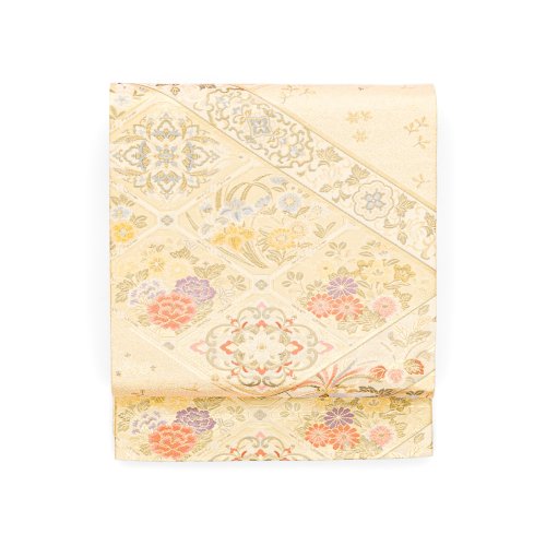 袋帯●佐賀錦　格天井に花模様のサムネイル画像