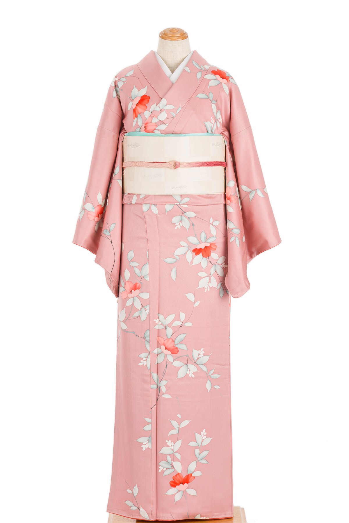 ピンク色 枝花模様 - からん::アンティーク着物・リサイクル着物の通販 