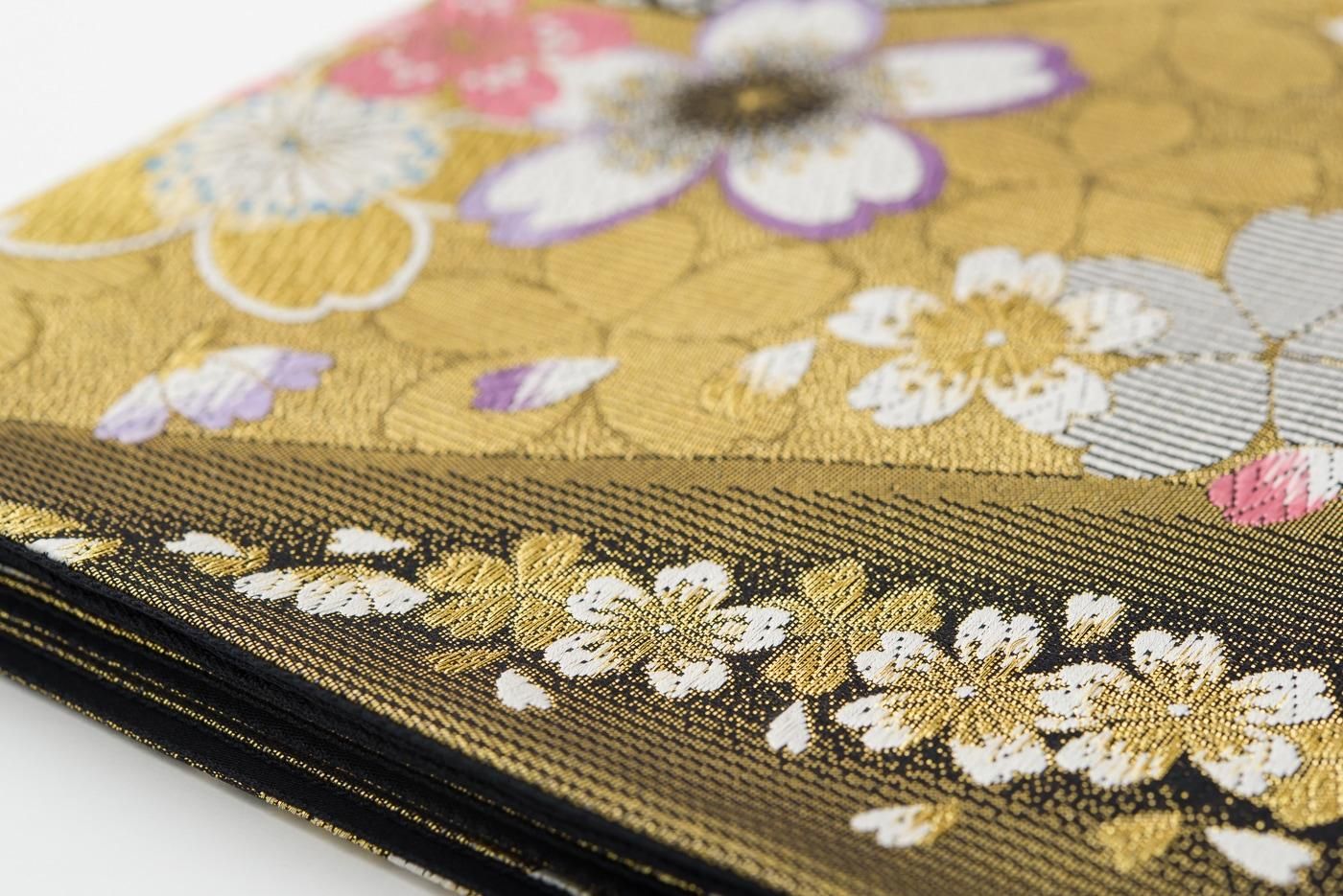 袋帯　墨流し　流線　くすみグリーン　着物　062a p 緑色のグラデーションに墨流しの洒落帯 全通 袋帯 着物