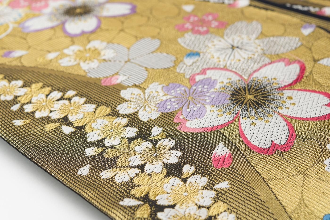 袋帯　墨流し　流線　くすみグリーン　着物　062a p 緑色のグラデーションに墨流しの洒落帯 全通 袋帯 着物