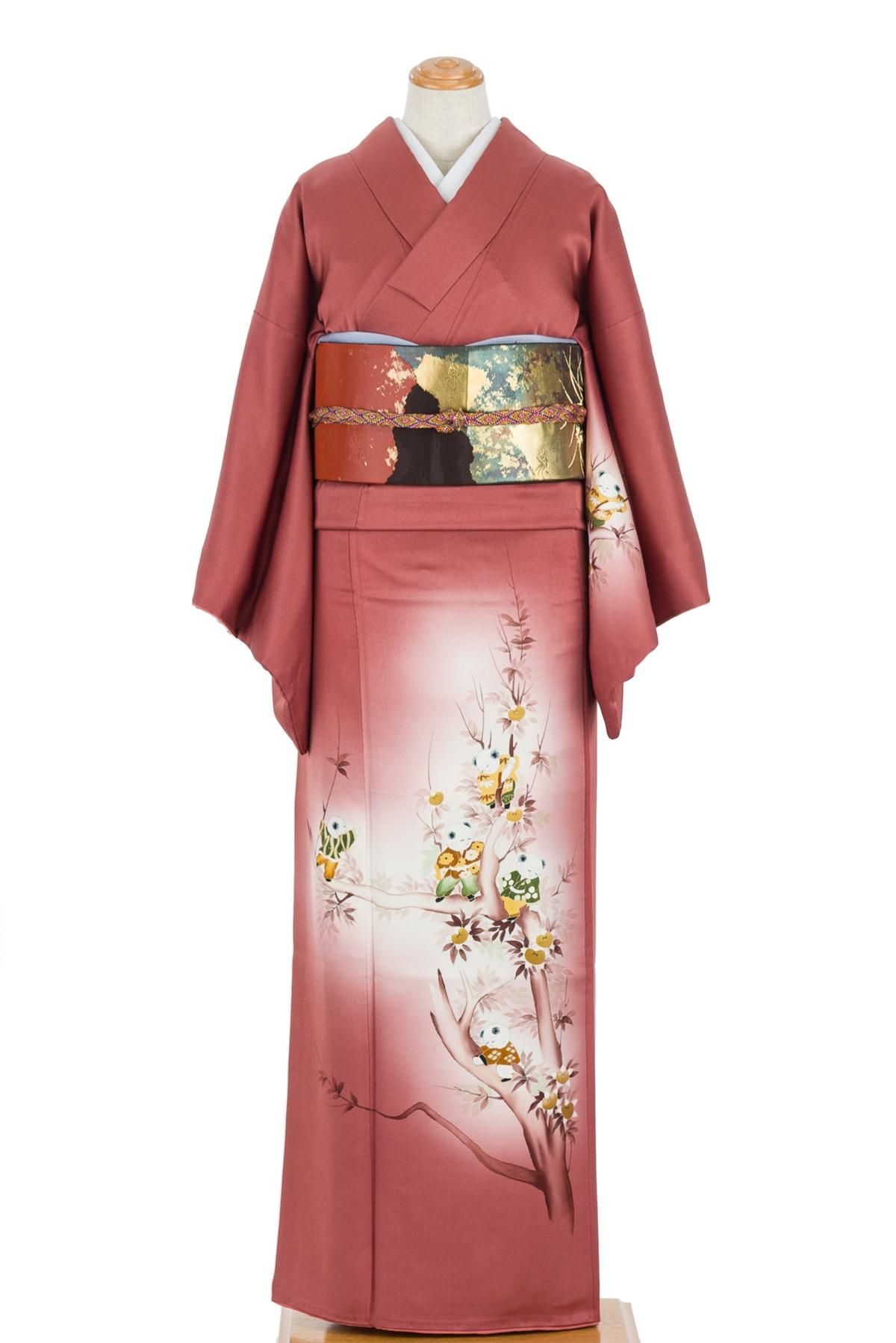 付け下げ訪問着 木登りする子供 - からん::アンティーク着物