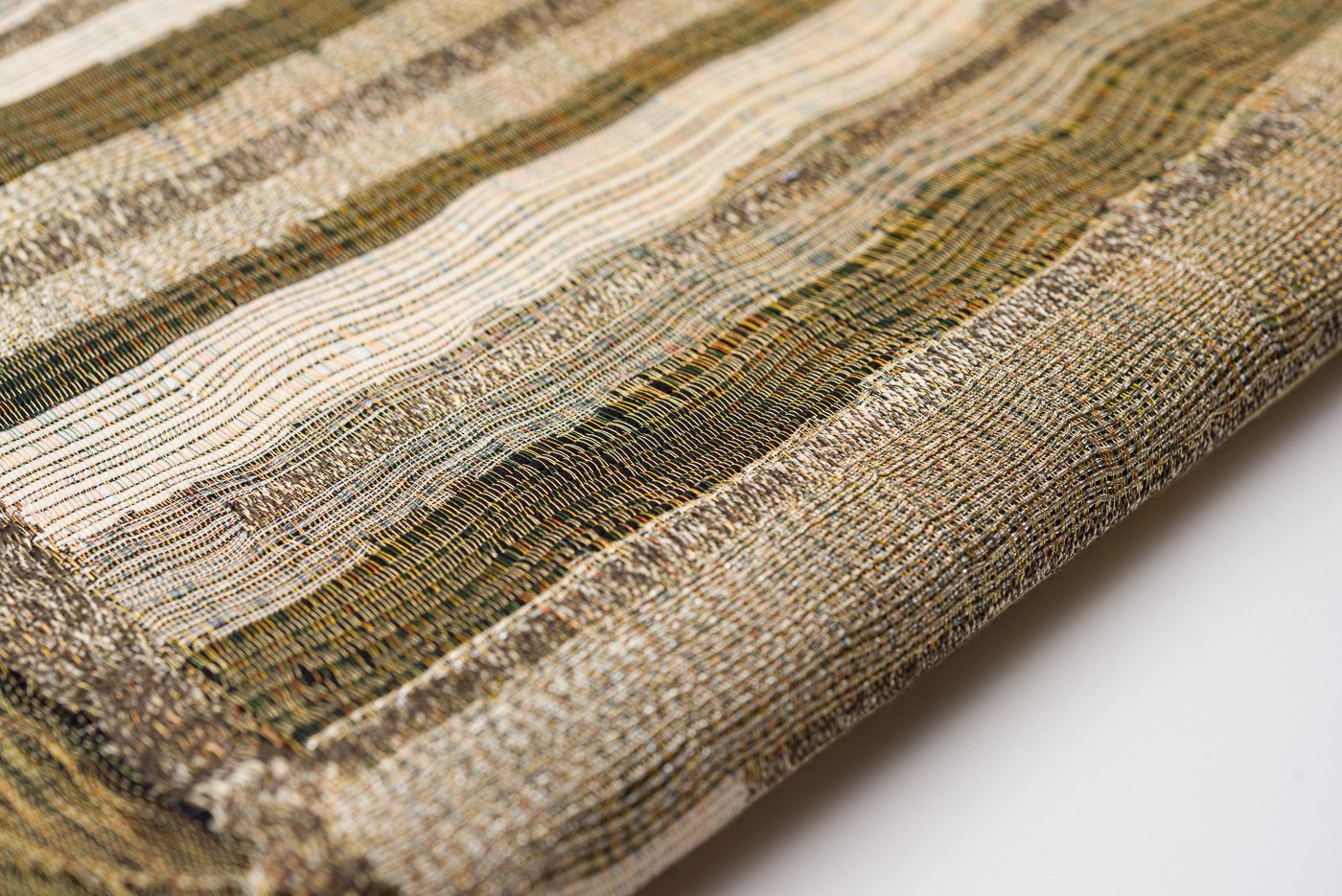 洒落袋帯●すくい織り　ゆらぎ横段模様