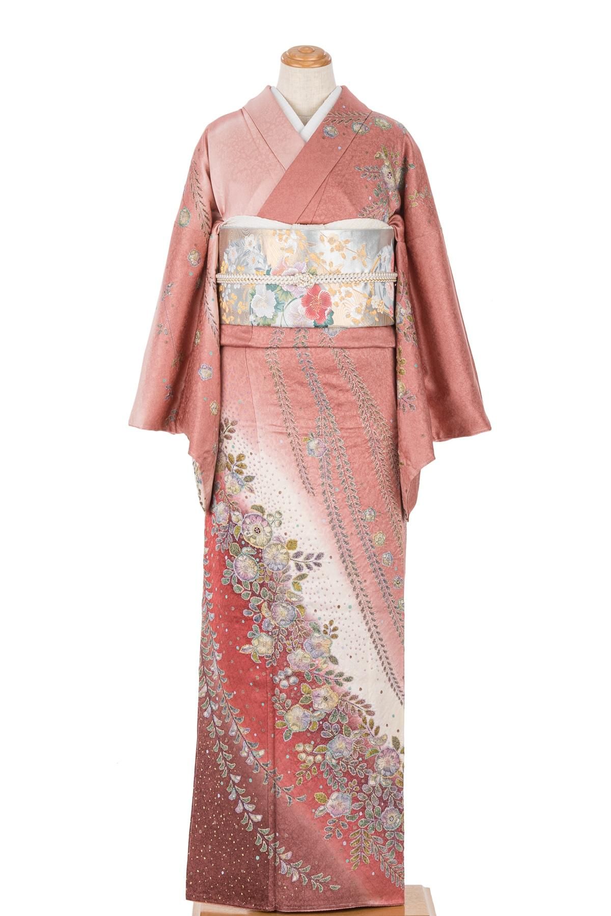 訪問着 辻が花の曲線 - からん::アンティーク着物・リサイクル着物の