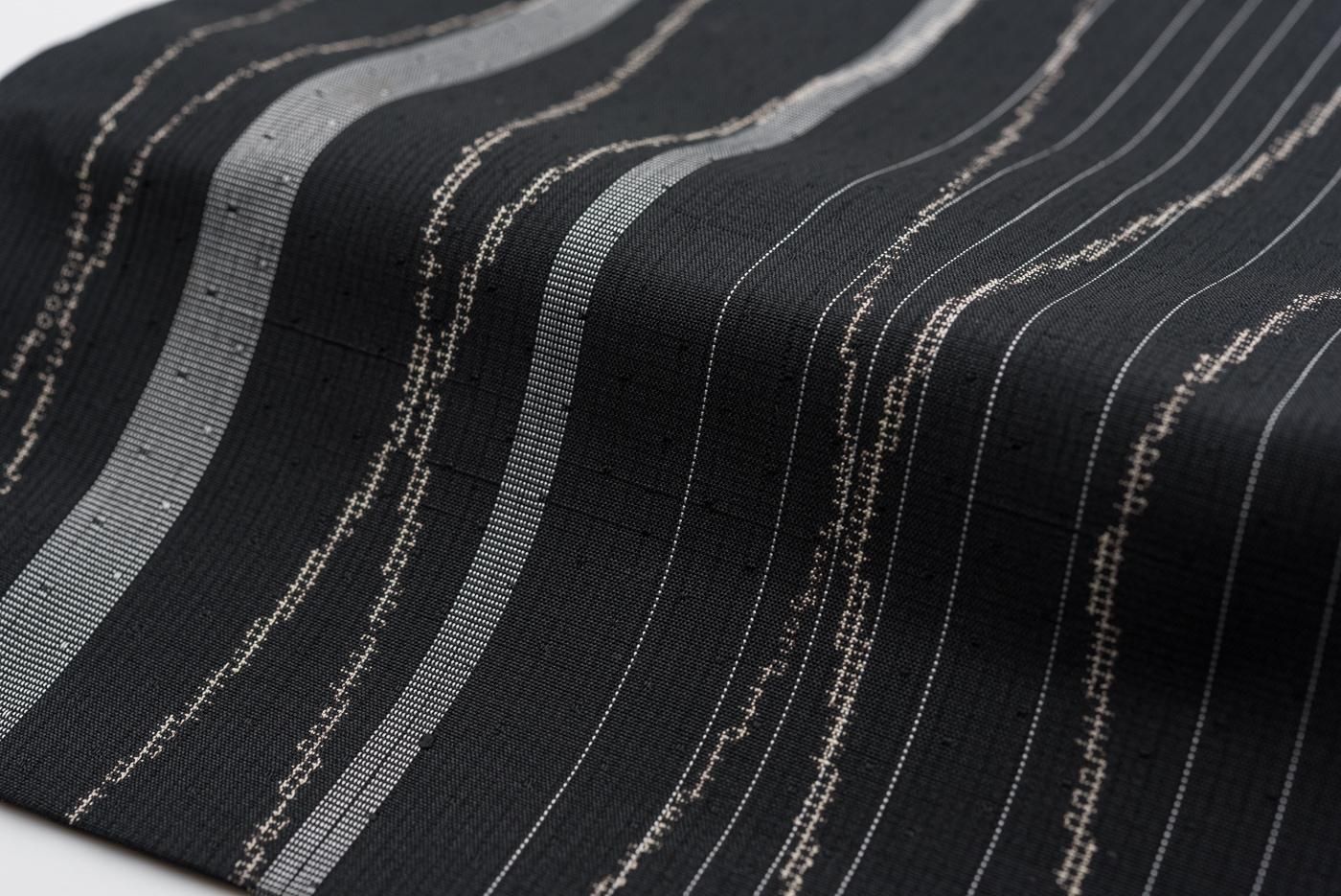 東レシルック　大島調反物 東レシルック 翠光織 大島調 縞模様 - からん::アンティーク着物