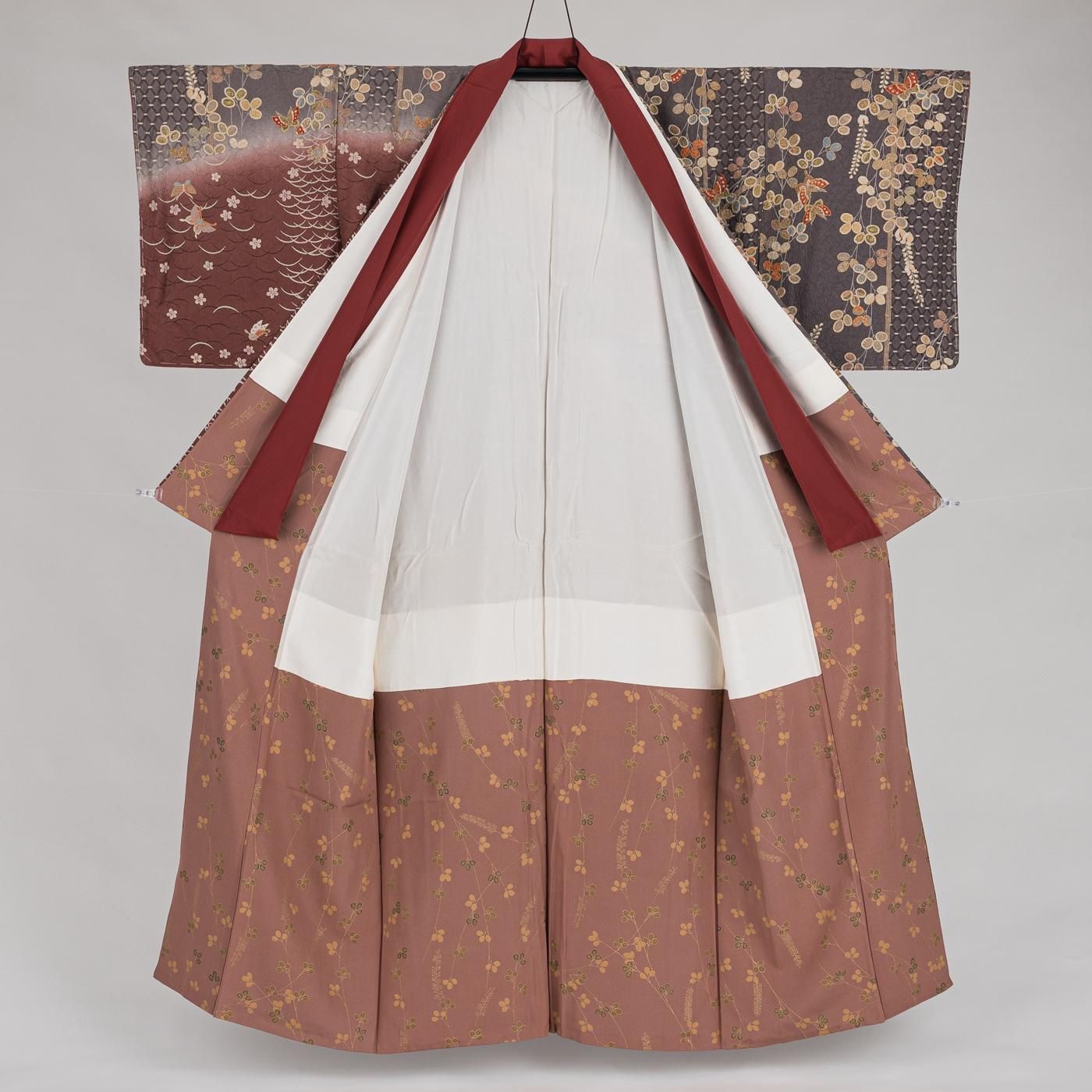 訪問着 萩と蝶 - からん::アンティーク着物・リサイクル着物の通販サイト