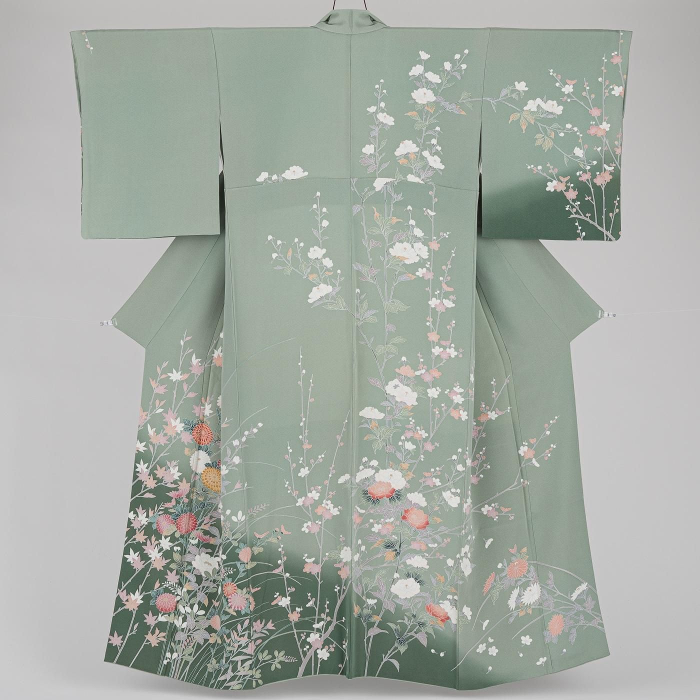 訪問着 牡丹 菊 梅など 裄長 - からん::アンティーク着物・リサイクル