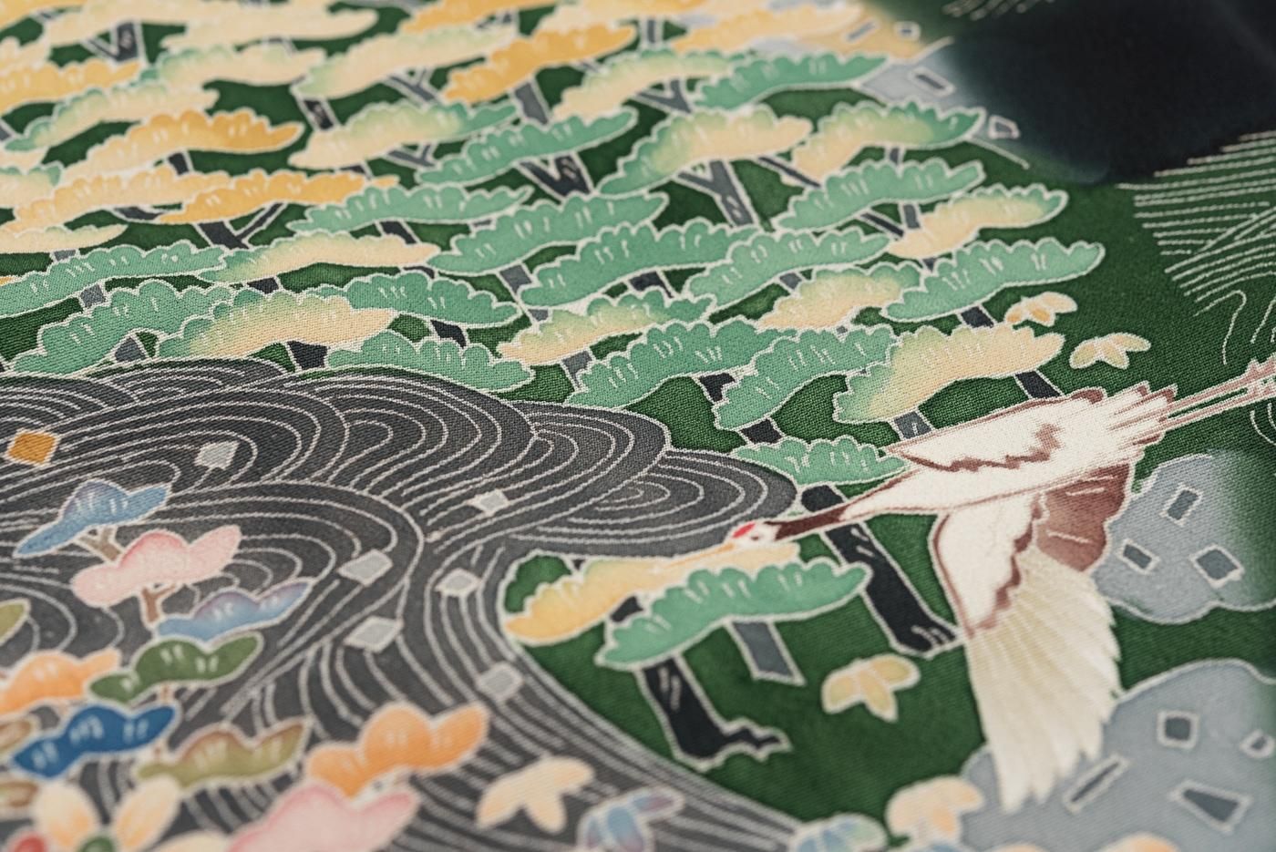 黒留袖 本場加賀友禅 柿本市郎 群鶴と松竹梅 - からん