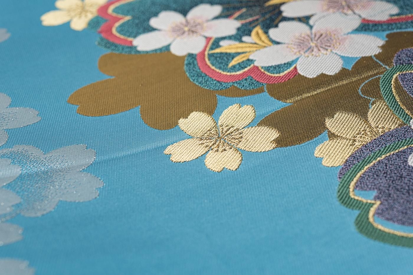 袋帯○水色 大小桜 - からん::アンティーク着物・リサイクル着物の通販