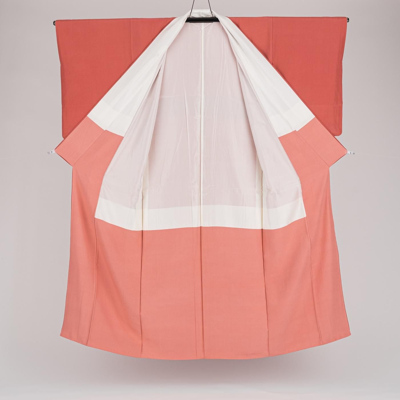 O◆袷着物　縮緬　付け下げ　日本刺繍　汕頭刺繍　茶系　着丈162ｃｍ 付け下げ訪問着 汕頭刺繍 芝草に花 - からん::アンティーク着物