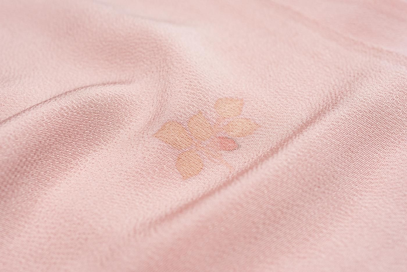 単衣 縮緬 飛び柄小紋 花と実 - からん::アンティーク着物