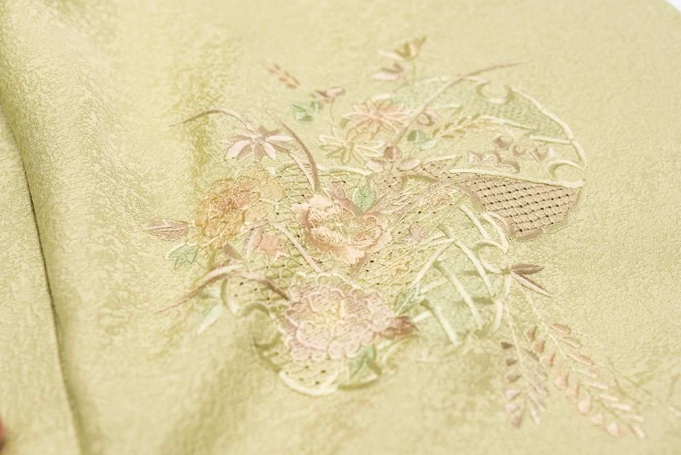 D671 訪問着　総刺繍　雪輪　萩　一つ紋　正絹着物　袷　しつけ付き未使用極美品 2025年最新】刺繍訪問着の人気アイテム - メルカリ