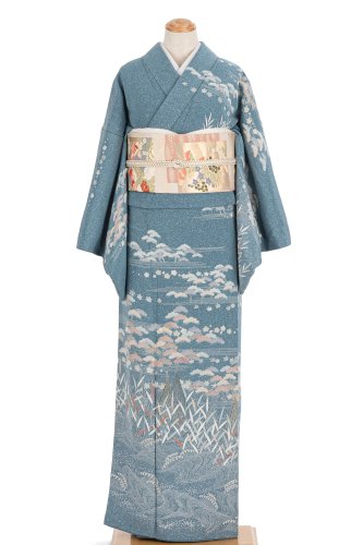 大島紬 横段に華紋 - からん::アンティーク着物・リサイクル着物の通販 