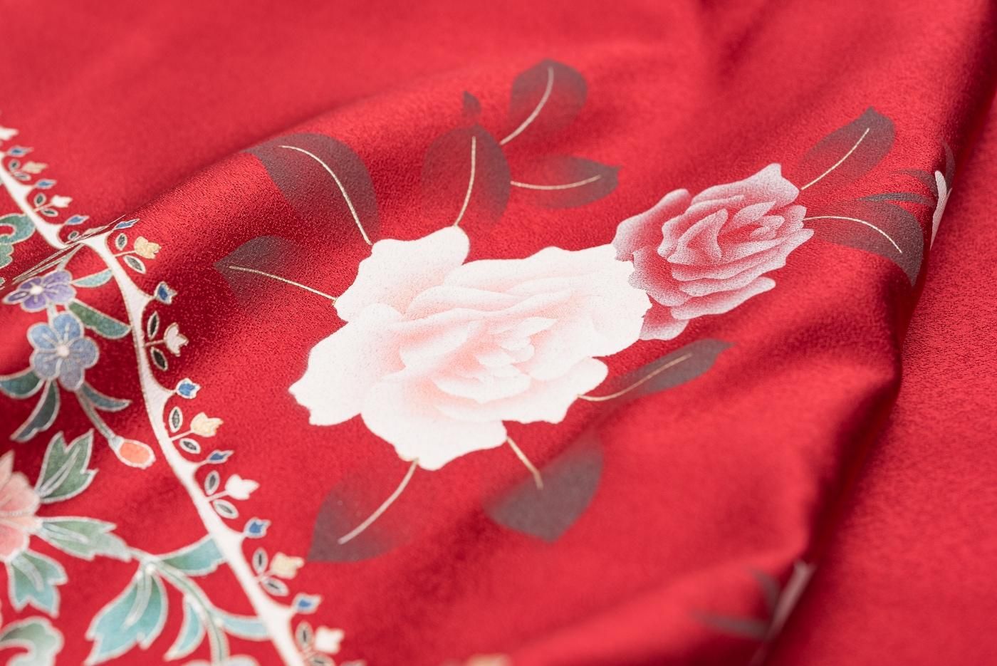 訪問着 薔薇と唐花 - からん::アンティーク着物・リサイクル着物の通販