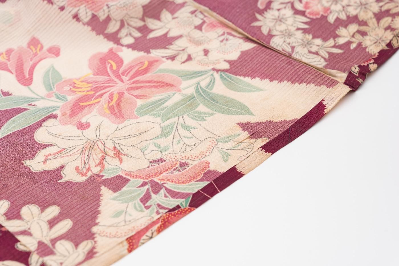 アンティーク着物 絽 波丸紋＊夏着物 絽＊絞り 黒 アンティーク夏着物 A759 | kimono