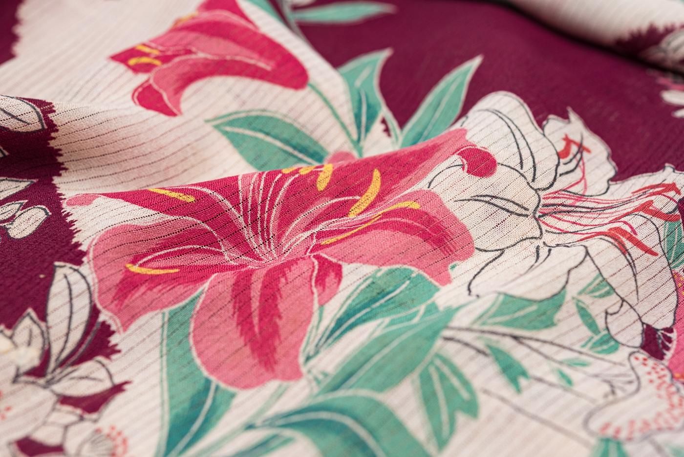 アンティーク着物 絽 矢羽と花 - からん::アンティーク着物