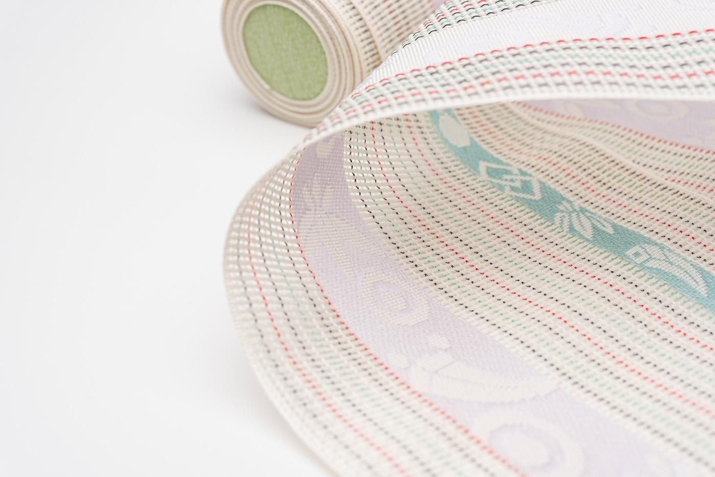 本場筑前博多織紗四寸半幅帯お仕立て付き 新品 本場筑前博多織 紗四寸帯 白 矢羽根 - からん