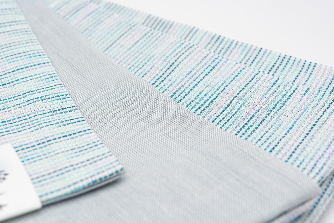 新品 半幅帯 麻和紙 横段縞 青緑 - からん::アンティーク着物