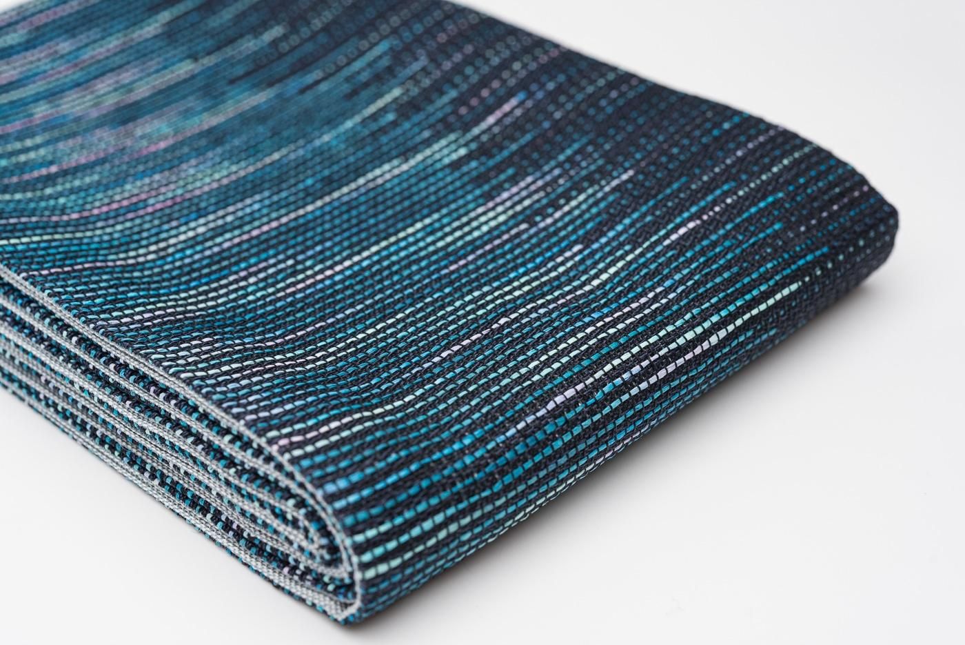 新品 半幅帯 麻和紙 横段縞 ピーコックグリーン - からん