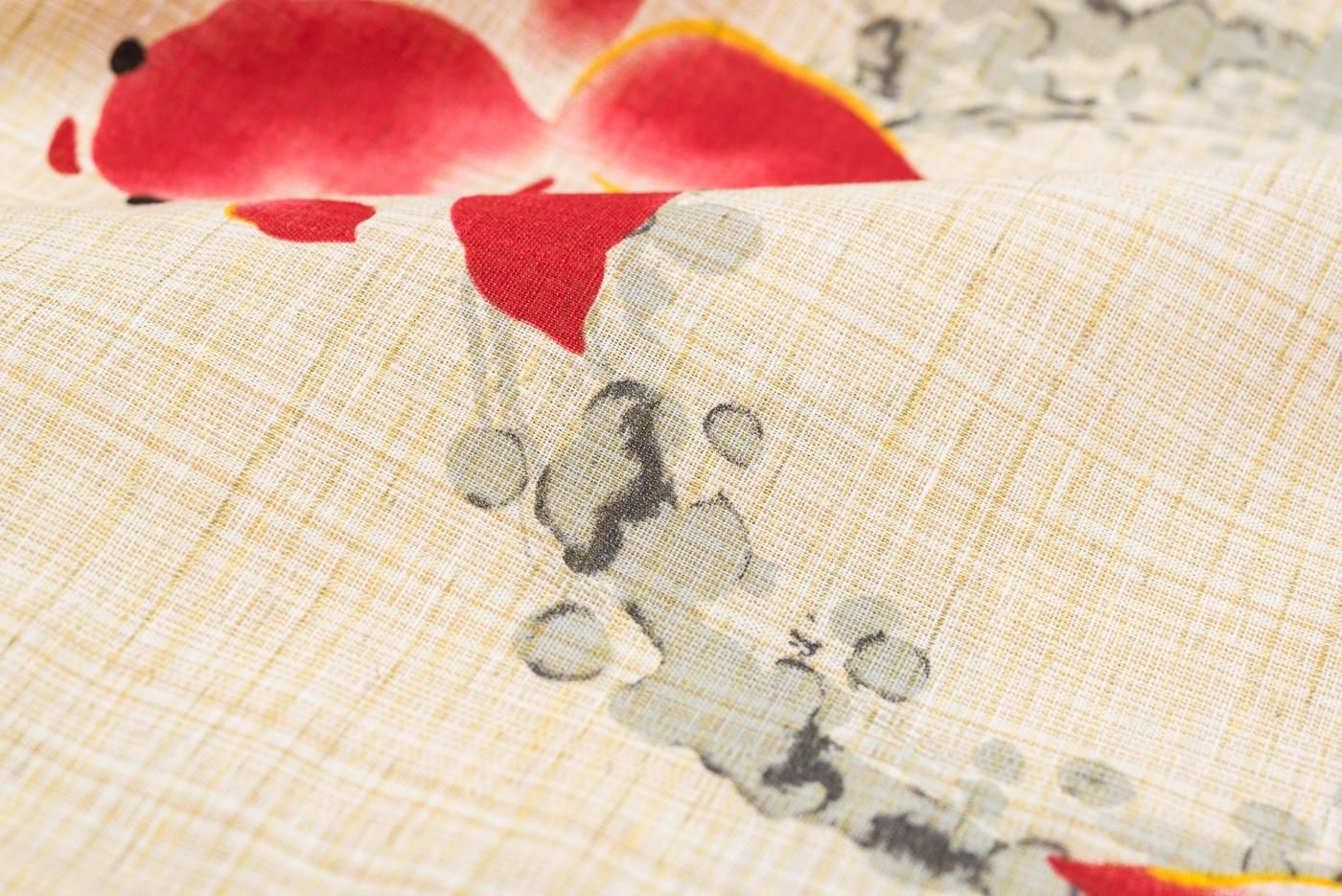 新品浴衣 綿麻 遊ぶ金魚 - からん::アンティーク着物・リサイクル着物