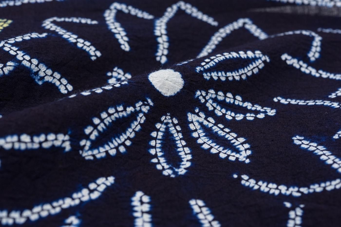 有松絞り　浴衣　絞り　饅頭菊　L1　花火大会　祭　注染　着物　藍染　アンティーク 有松絞り 浴衣 絞り 饅頭菊 L1 花火大会 祭 注染 着物 藍染