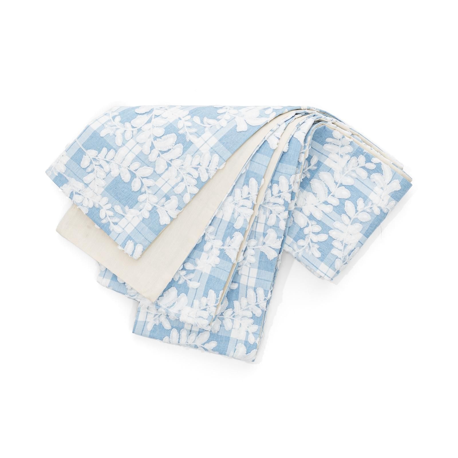 50%OFF 新品 半幅帯 刺繍 葉模様 青 - からん::アンティーク着物 着物・浴衣