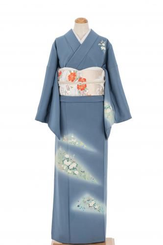 白花✺美品未着用 正絹 作家物落款 手描き友禅 トール 訪問着 A3647 卒入式向きセレクト - からん::アンティーク着物・リサイクル着物の