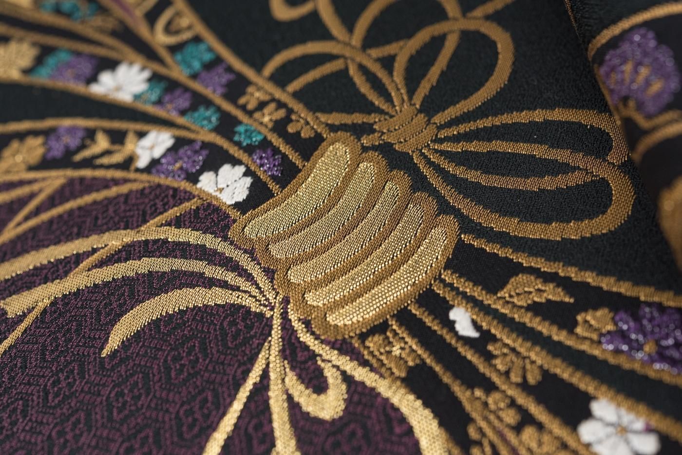 袋帯○熨斗に花と鹿の子 - からん::アンティーク着物・リサイクル着物