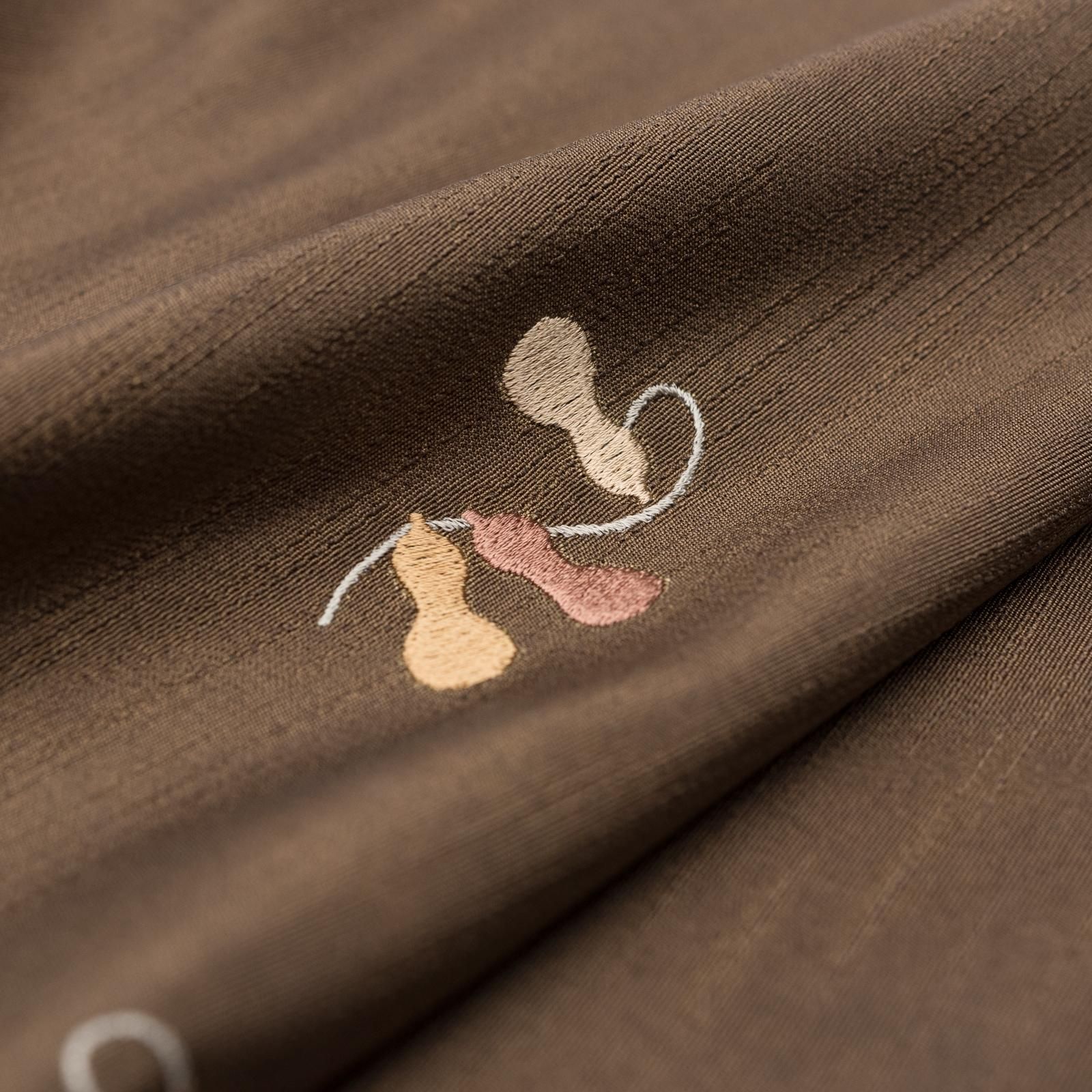 新品 帯揚げ 瓢箪刺繍 茶 - からん::アンティーク着物