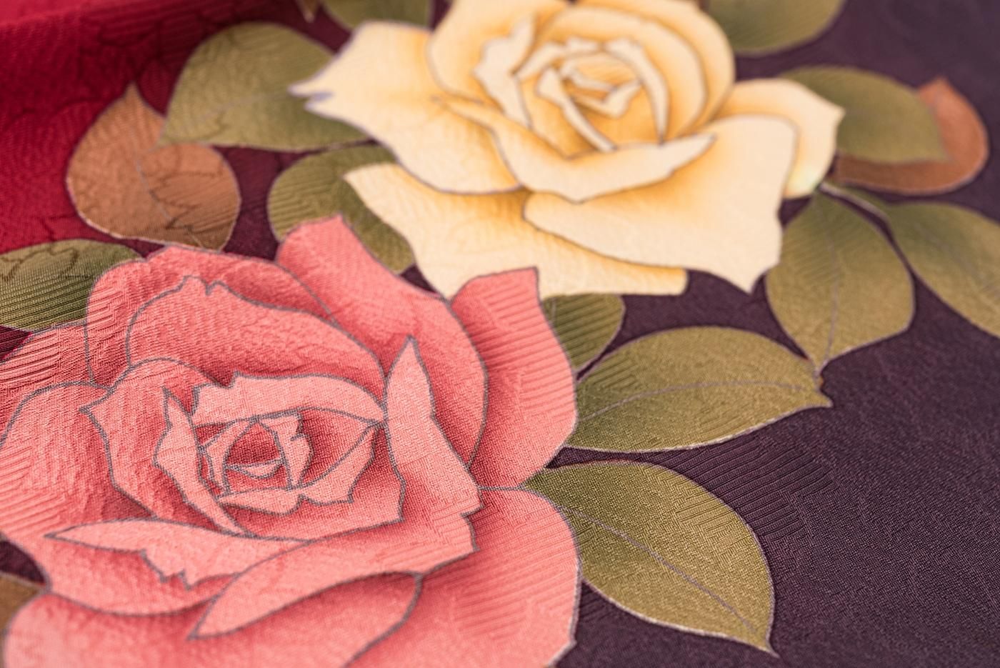 ♥ネオレトロモダン♥深紅の可憐なる薔薇の振袖♥単品販売