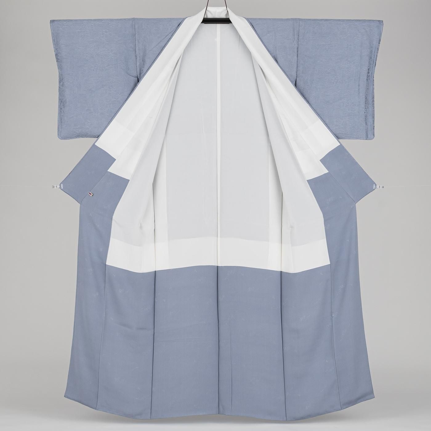 色無地 一つ紋 藤鼠 - からん::アンティーク着物・リサイクル着物の