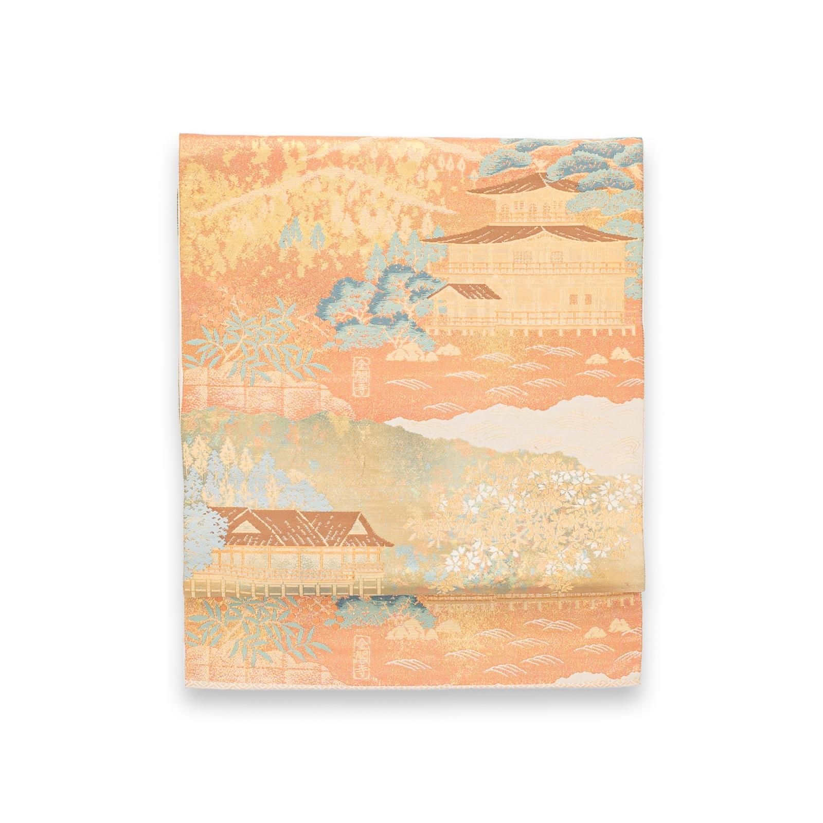 袋帯○服部織物 こはく錦 三千院と金閣寺 - からん::アンティーク着物