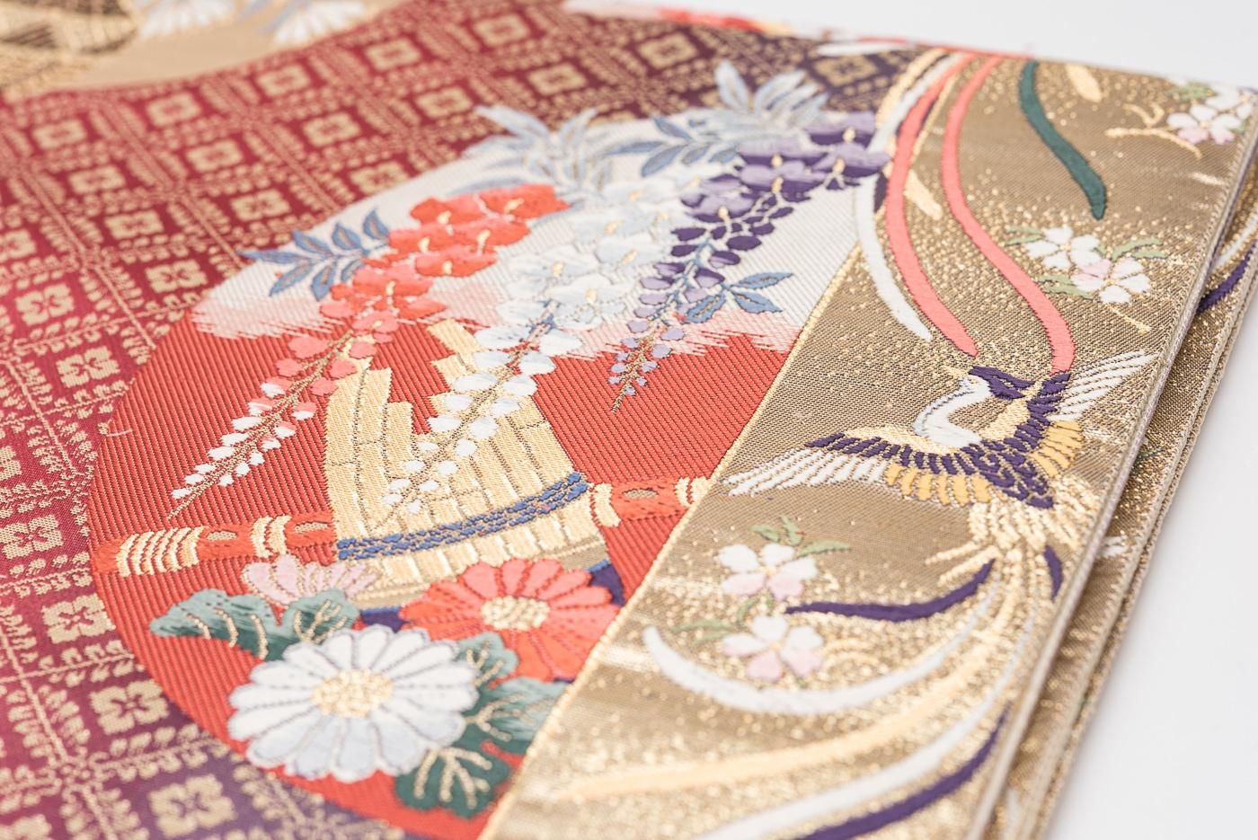 格子　花菱　花紋　鳳凰紋　袋帯　着物　104a p 格子 花菱 花紋 鳳凰紋 袋帯 着物 104a p - メルカリ