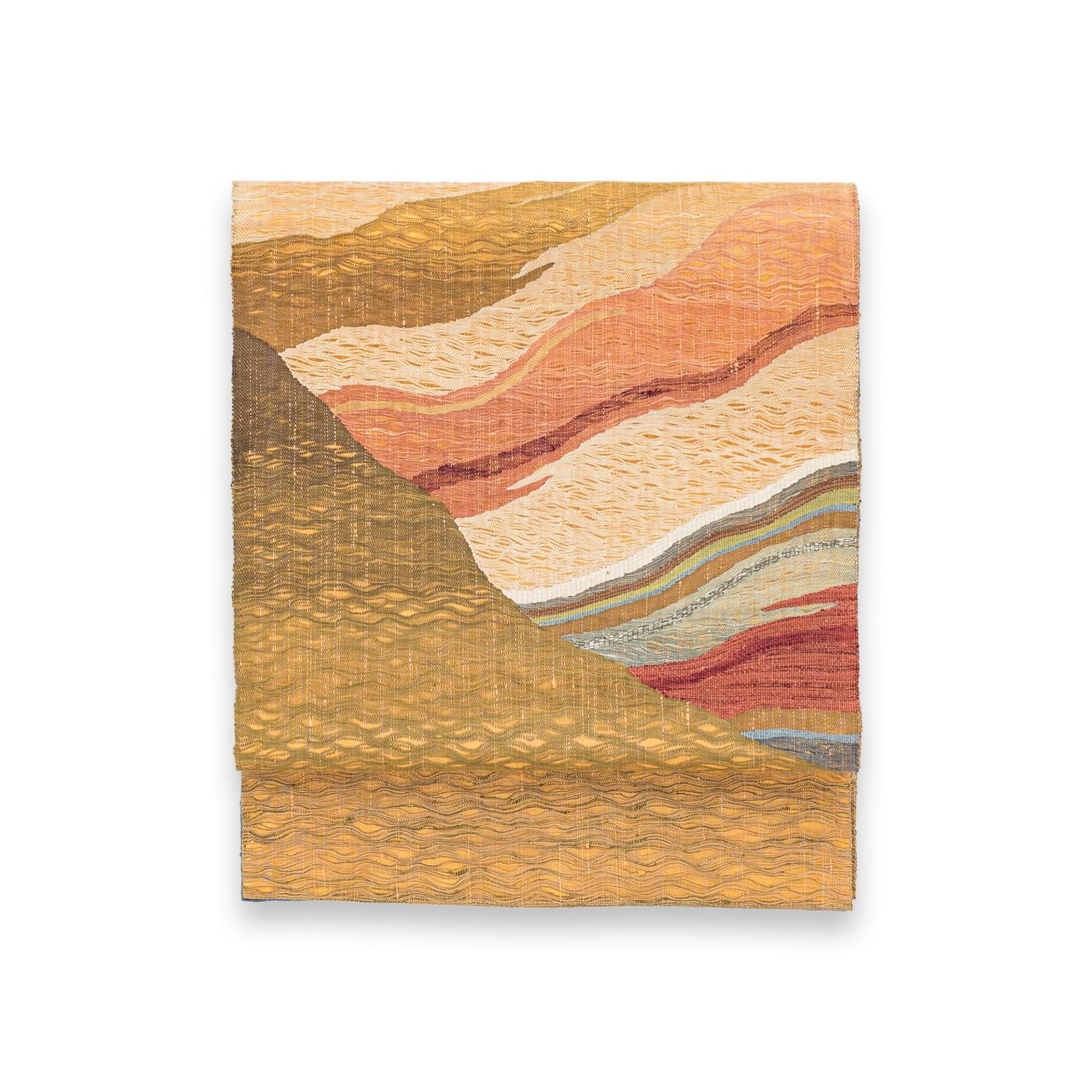 袋帯　芭蕉模様　抽象模様　着物　093w o 洒落袋帯○すくい織り 抽象模様 曲線 - からん::アンティーク