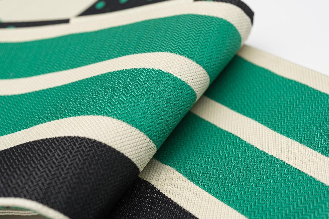 新品 長尺 リバーシブル半幅帯 サイコロ市松 緑 - からん