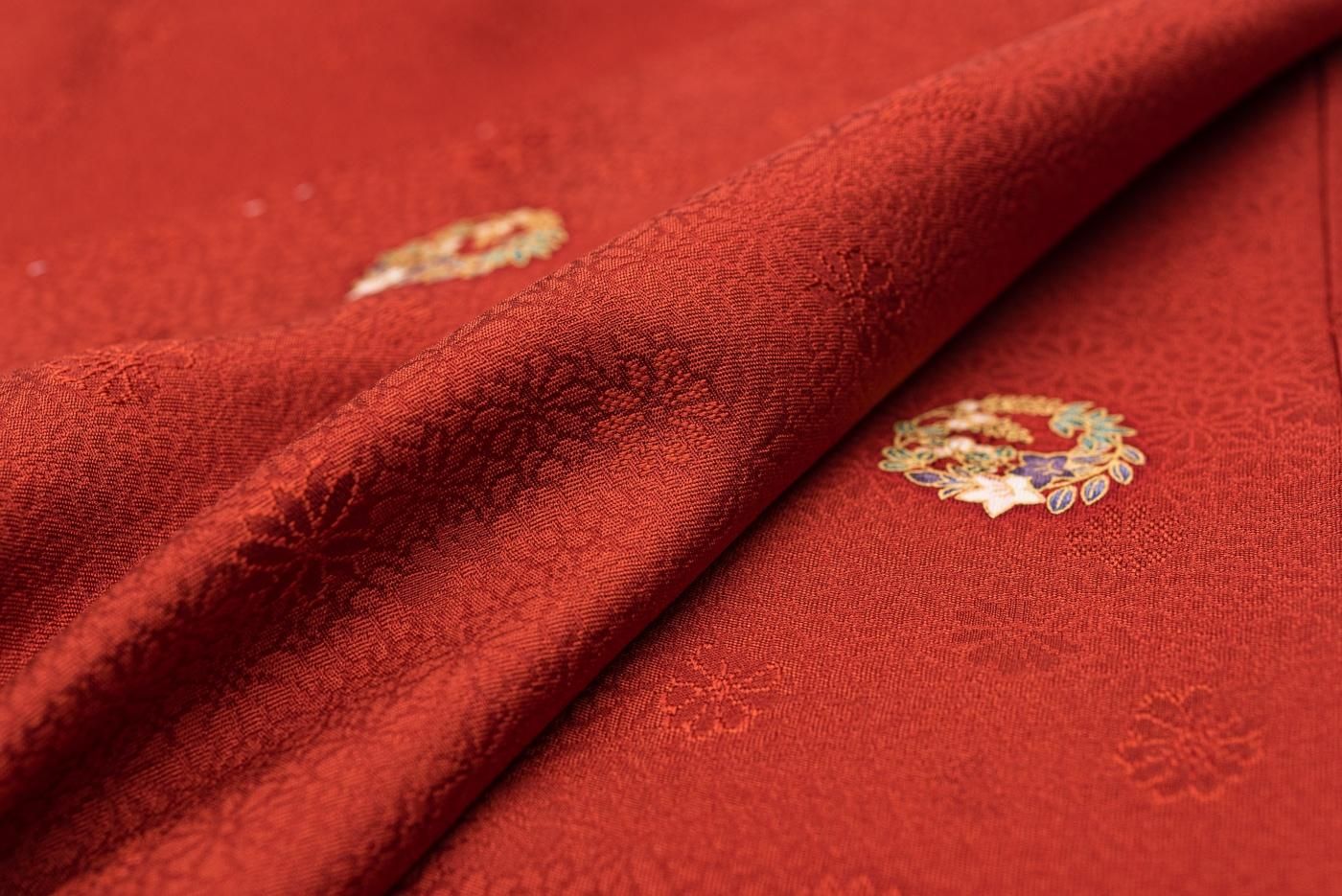 飛び柄小紋 一つ紋 花丸紋 裄長 - からん::アンティーク着物