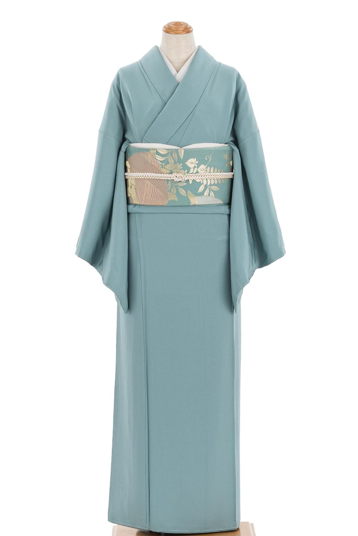 色無地 無紋 浅葱色 ゆったりサイズ - からん::アンティーク着物