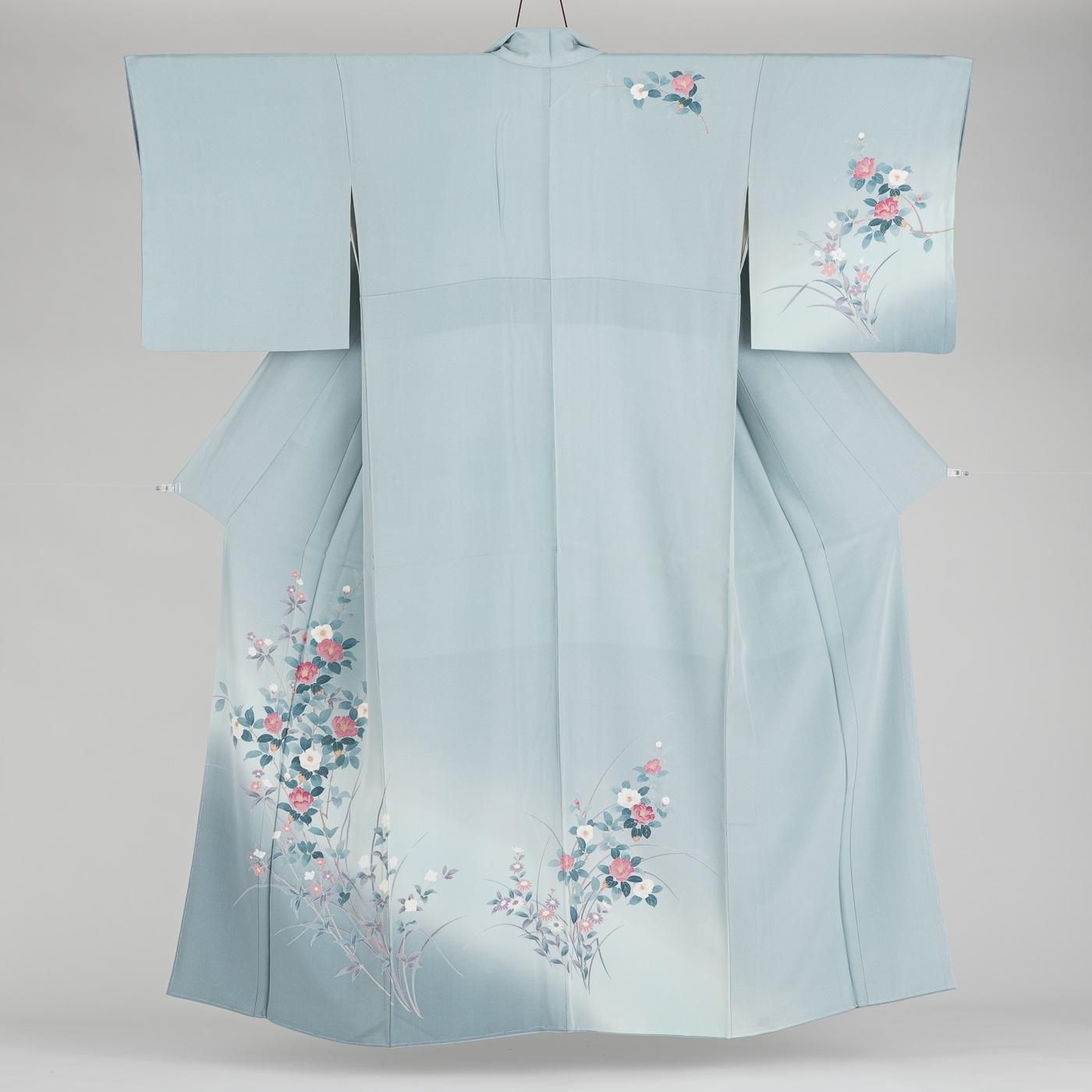 訪問着 枝花 椿 裄長 - からん::アンティーク着物・リサイクル着物の