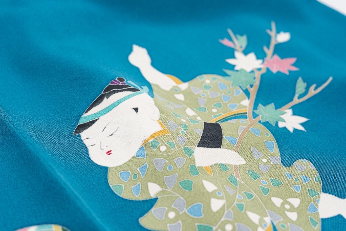 振袖 鞠遊びする童子たち - からん::アンティーク着物・リサイクル着物