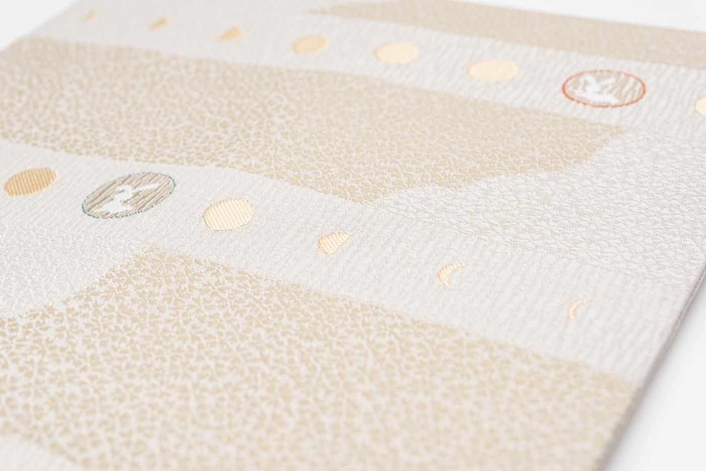 新品 九寸名古屋帯 月とうさぎ ベージュ - からん::アンティーク着物