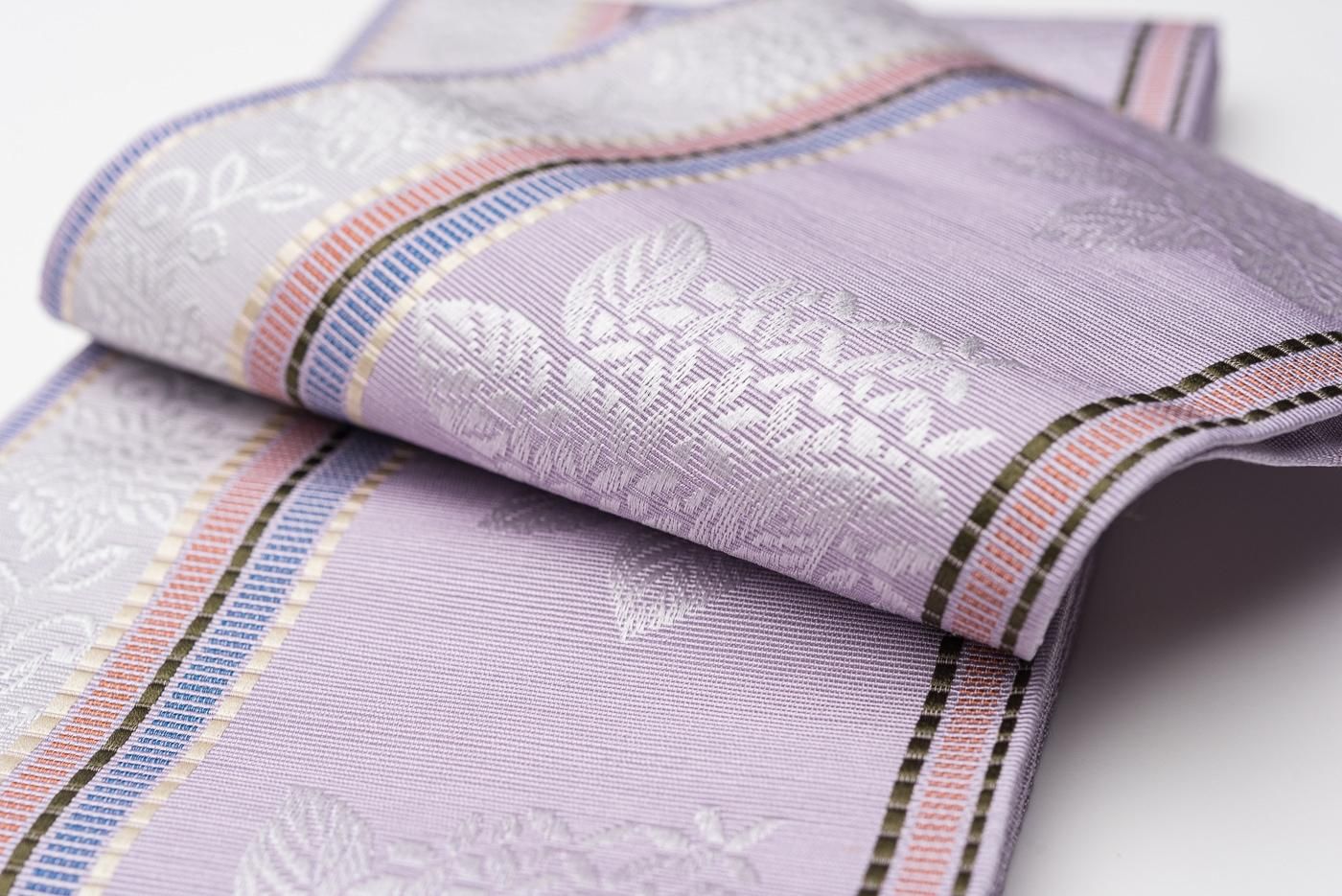 博多小袋帯 紫陽花 藤色と白紫 - からん::アンティーク着物