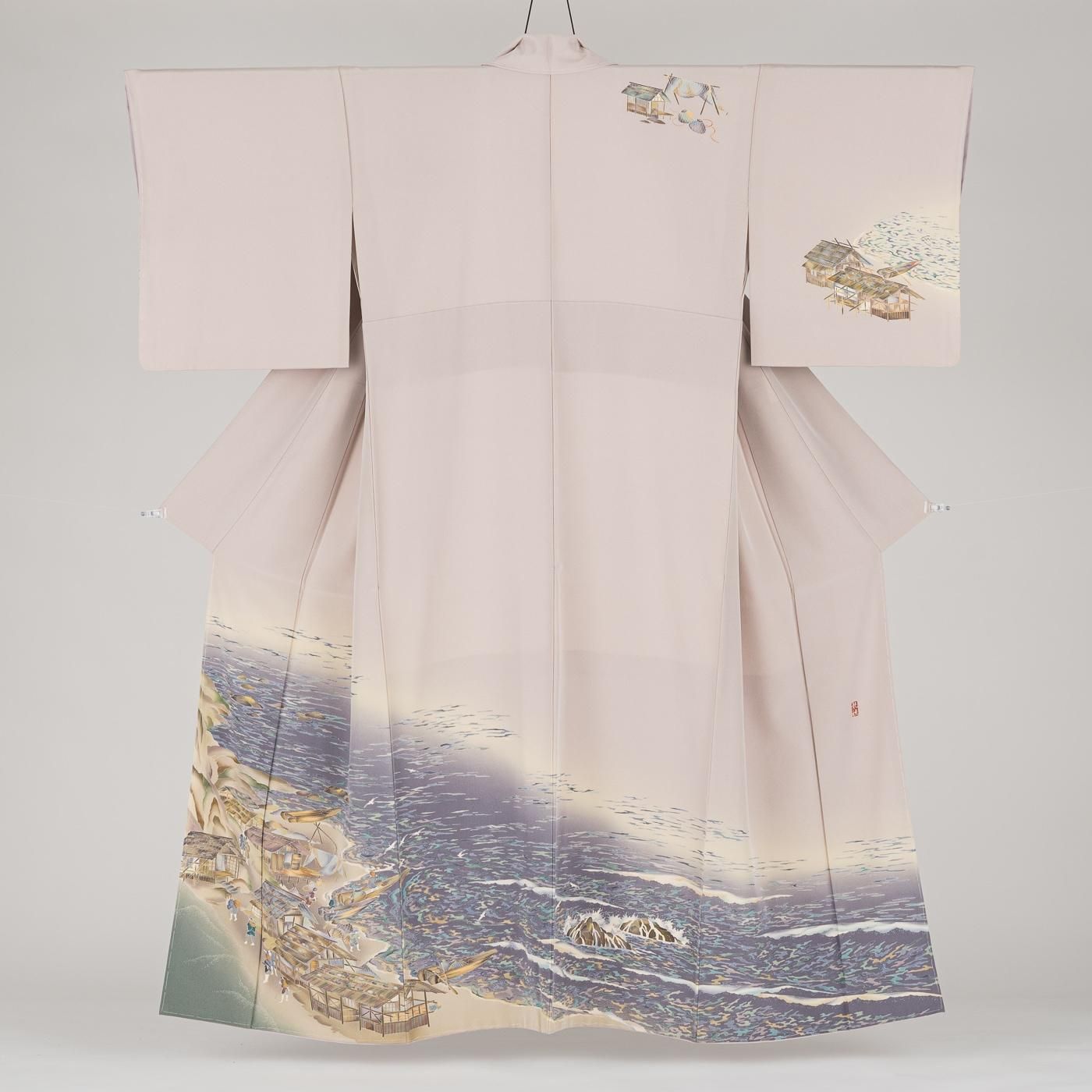 訪問着 林静穂 漁港の風景 ゆったりサイズ - からん::アンティーク着物