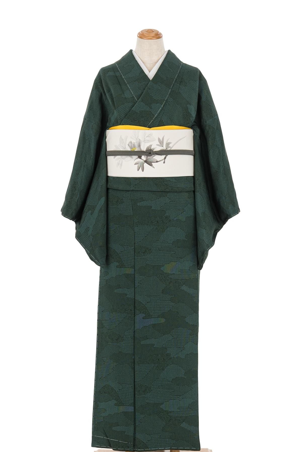 江戸小紋 黒色 EDO kimono 和服 着物 古典文様 江戸小紋反物 鮫小紋 青海鮫文様 黒色 八掛付四丈物 17m 丹後