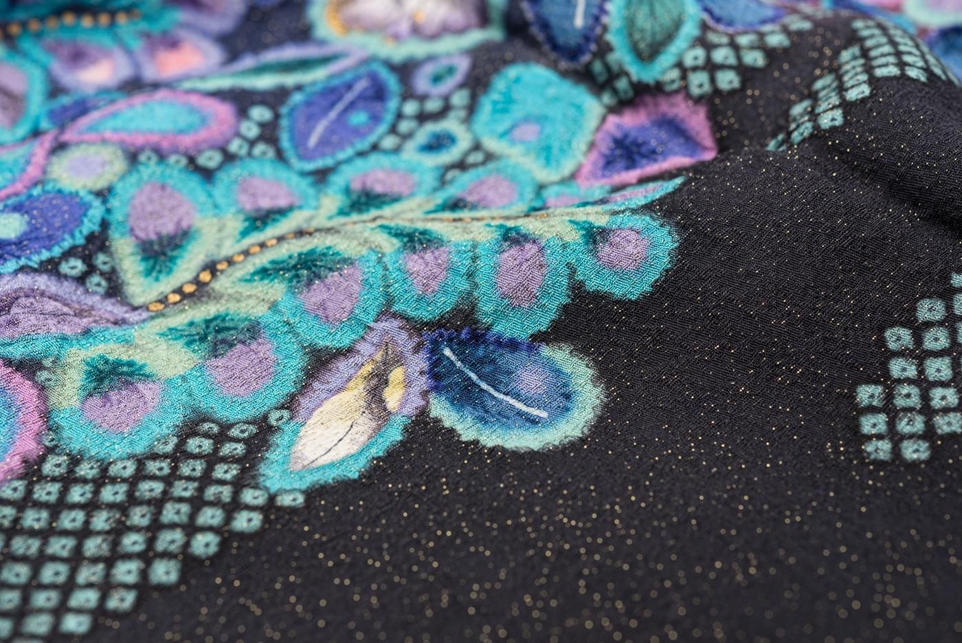 52 お色直し 振袖 辻が花風 美品 振袖 山吹色 辻が花模様 作家物 裄長 - からん::アンティーク