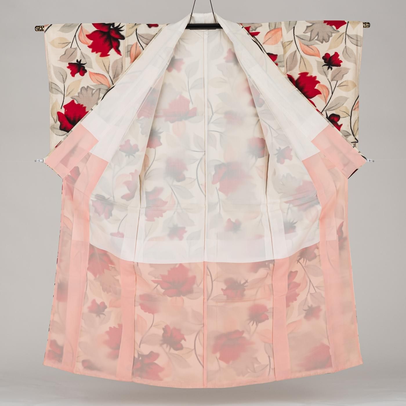 アンティーク着物 銘仙 赤薔薇 - からん::アンティーク着物