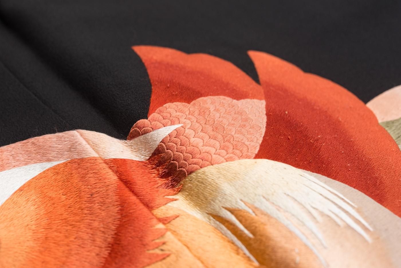 黒留袖 刺繍 鴛鴦 - からん::アンティーク着物・リサイクル着物の通販