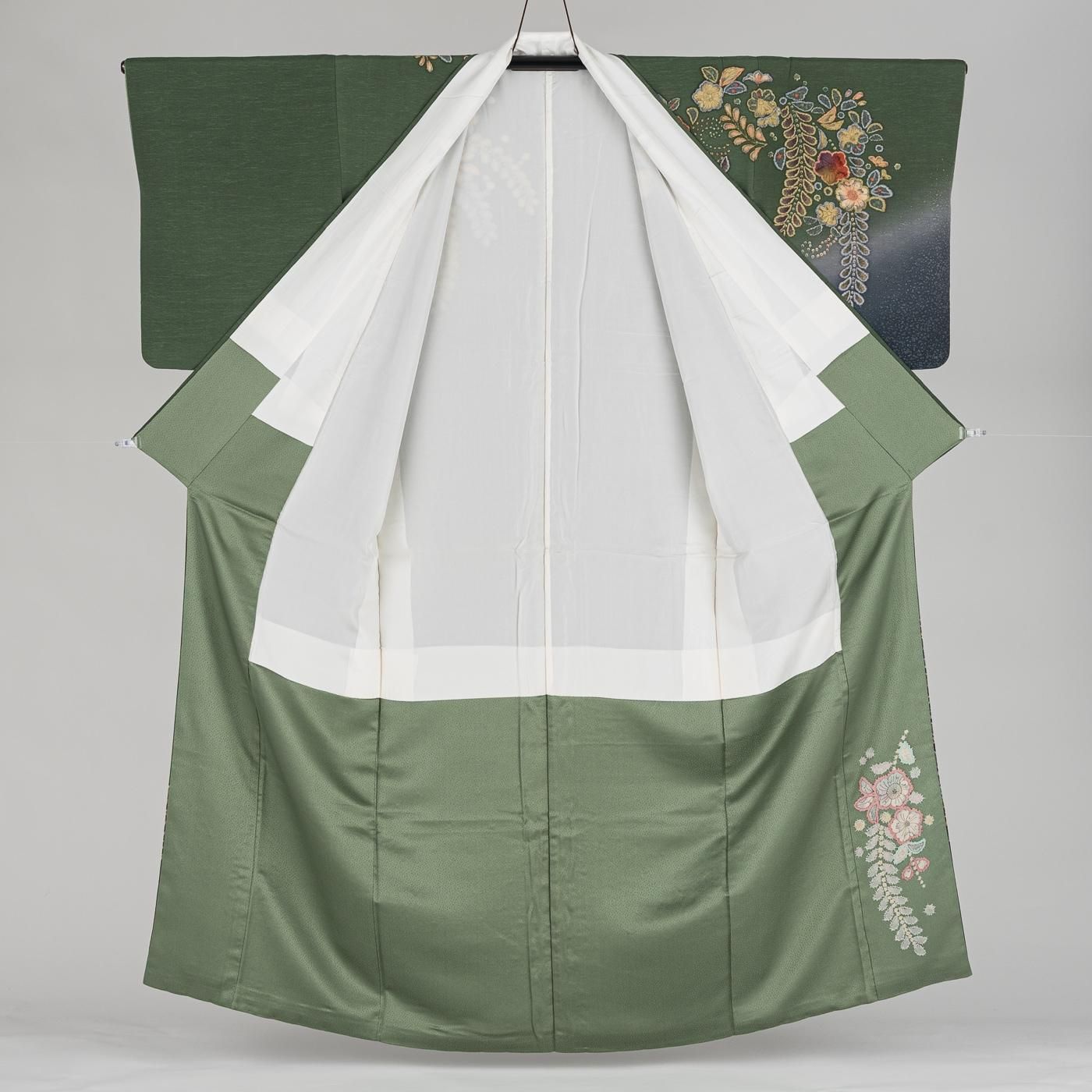 作家物　美しい染めの草花模様　上品なベージュの訪問着 平和屋着物□訪問着 作家物 草花 暈し染め 正絹 逸品 DAAX1998op