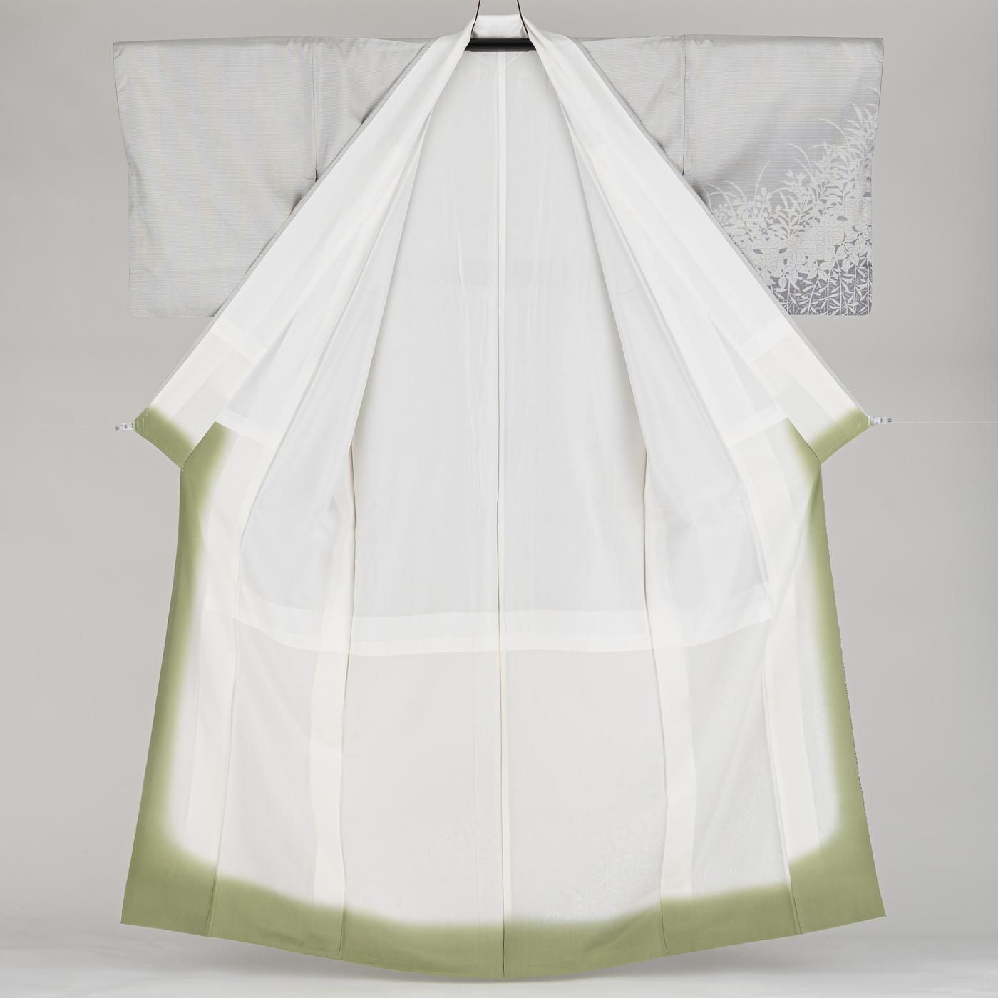 大島紬訪問着 秋草と麻の葉模様 - からん::アンティーク着物