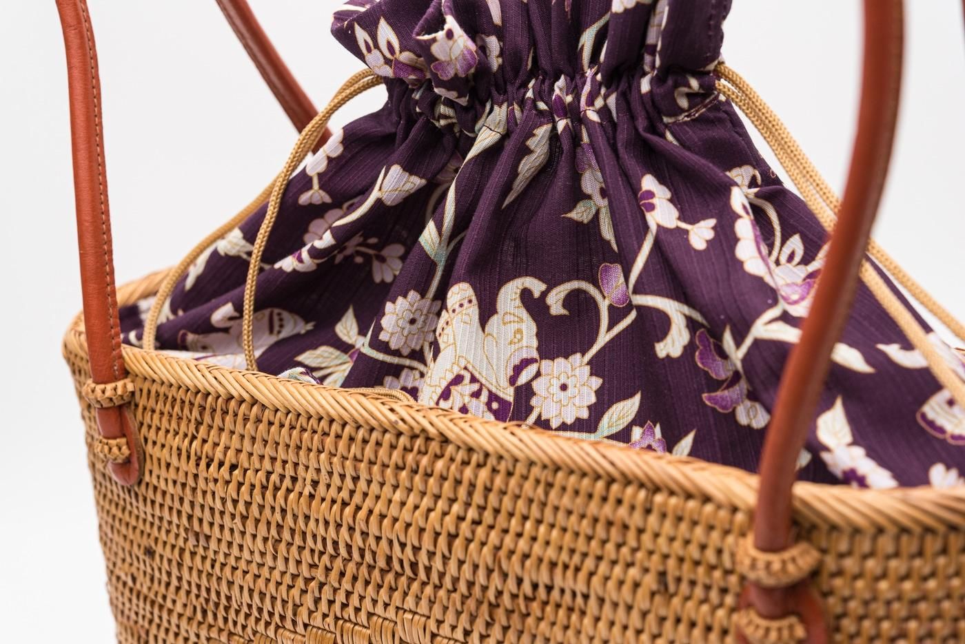 岡重 アタバッグ 大 象と花 - からん::アンティーク着物・リサイクル