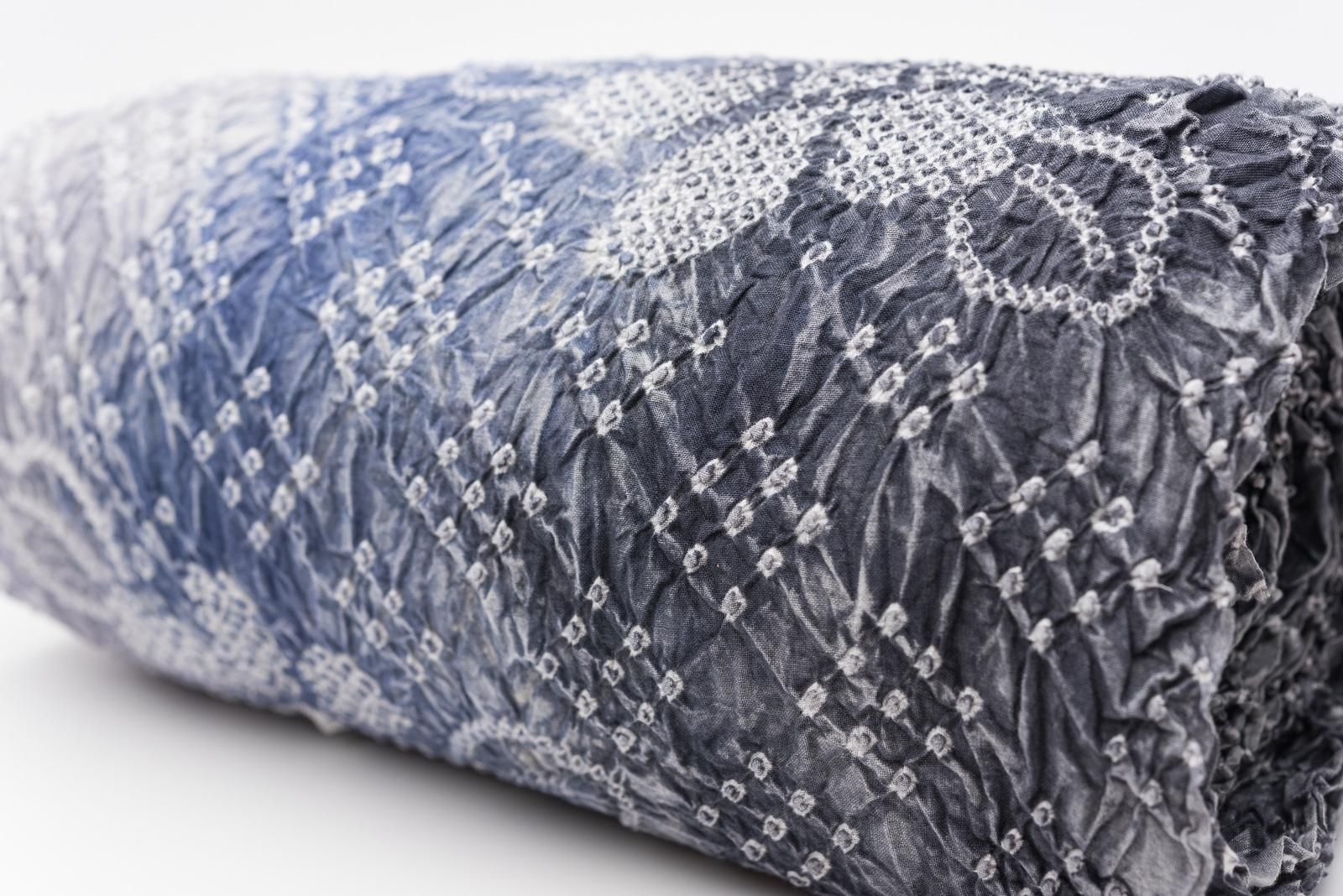 絞りゆかたメーカー「（株）藤むすめきぬたや」製 プレミアムゆかた】藤娘きぬたや謹製 総絞りゆかた 紺地×大桜